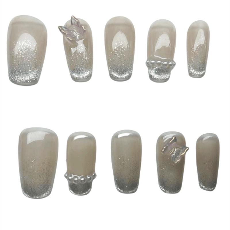 HÅNDLAGDE kunstige negler fototerapi negler Cat's Eye Aurora Butterfly Armor Ferdig Gjenbrukbar Avtagbar sjarm