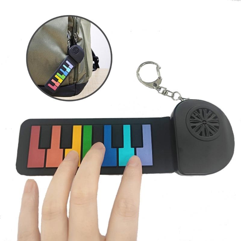 Rolls Up Electronic Piano Foldable Silicone Electronic Keyboard Portable Keychain Piano for Outdoor Activities Enduring