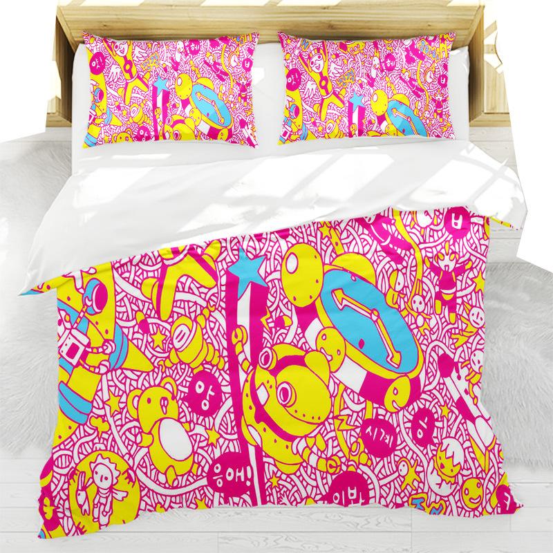 Abstract Art Painting Duvet Cover Colorful Cartoon Pattern Bedding Set Microfiber Quilt Cover Twin Full For Kids Girl Teen Decor