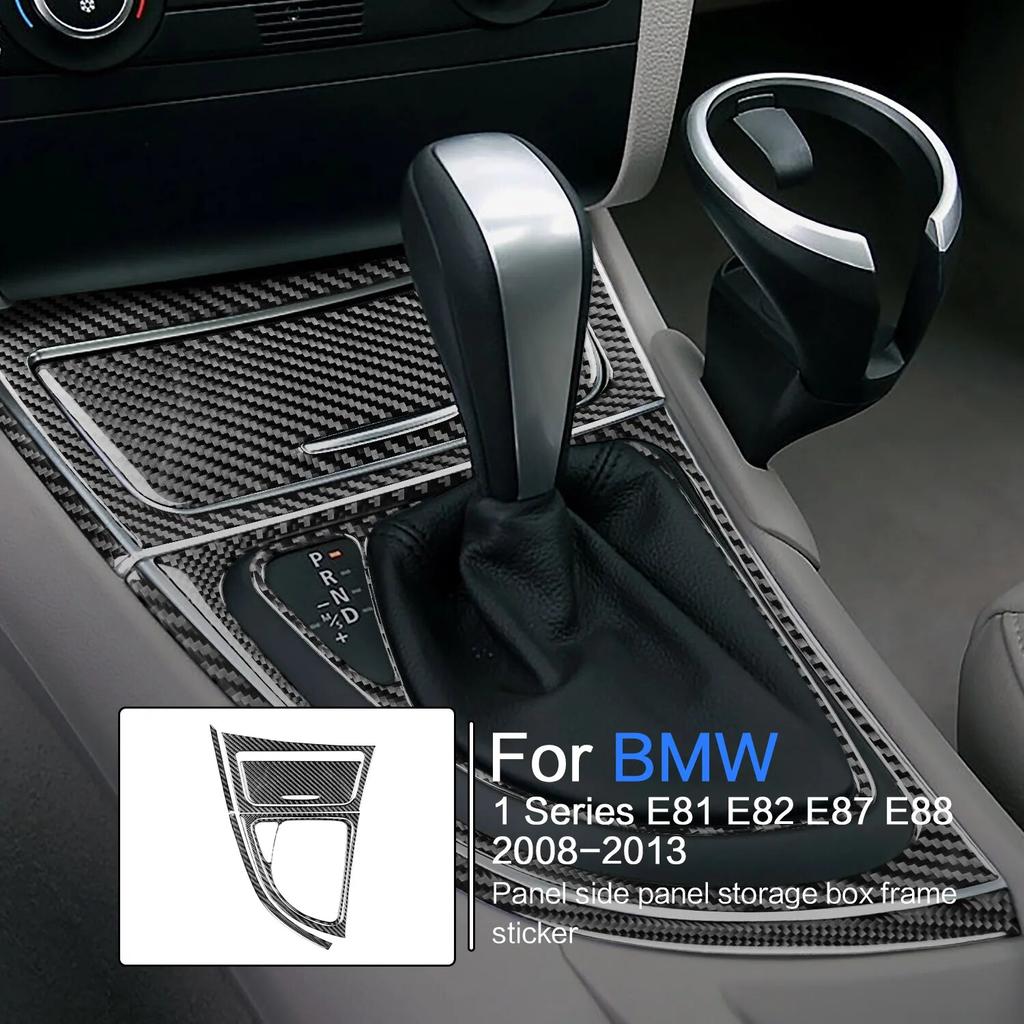 For BMW 1 Series E81 E82 E87 E88 2008-2013 Accessories Carbon Fiber Car Gear Shift Panel Side Strip Storage Box Frame Sticker