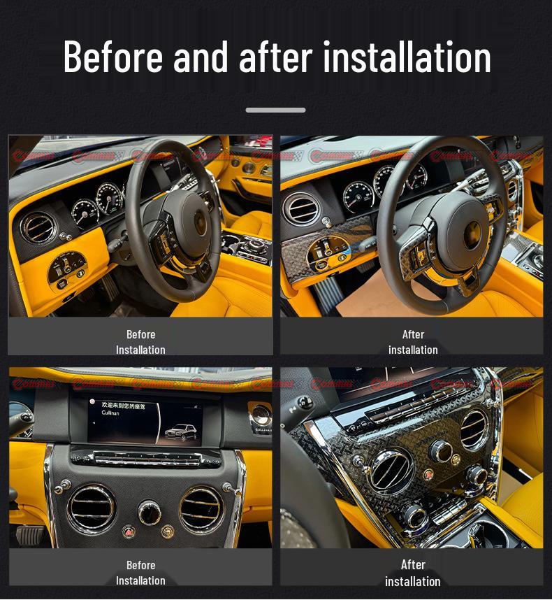 Dry Carbon Fiber Center Console Replacement for Rolls-Royce Cullinan Black Badge