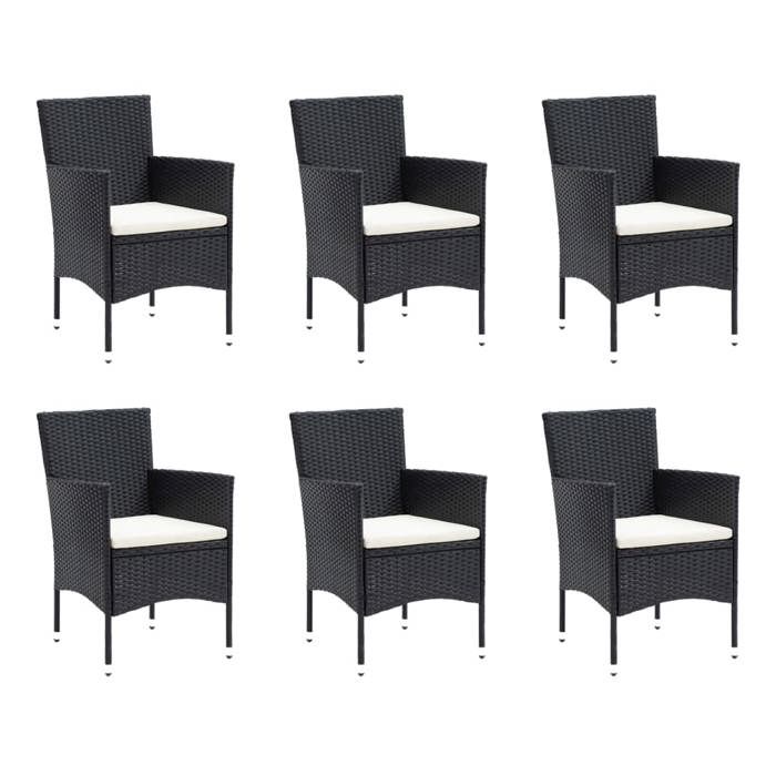 Ensemble de jardin - MAISON EXCLUSIVE - 7 pièces - Résine tressée noire - Coussins rembourrés - Plateau WPC