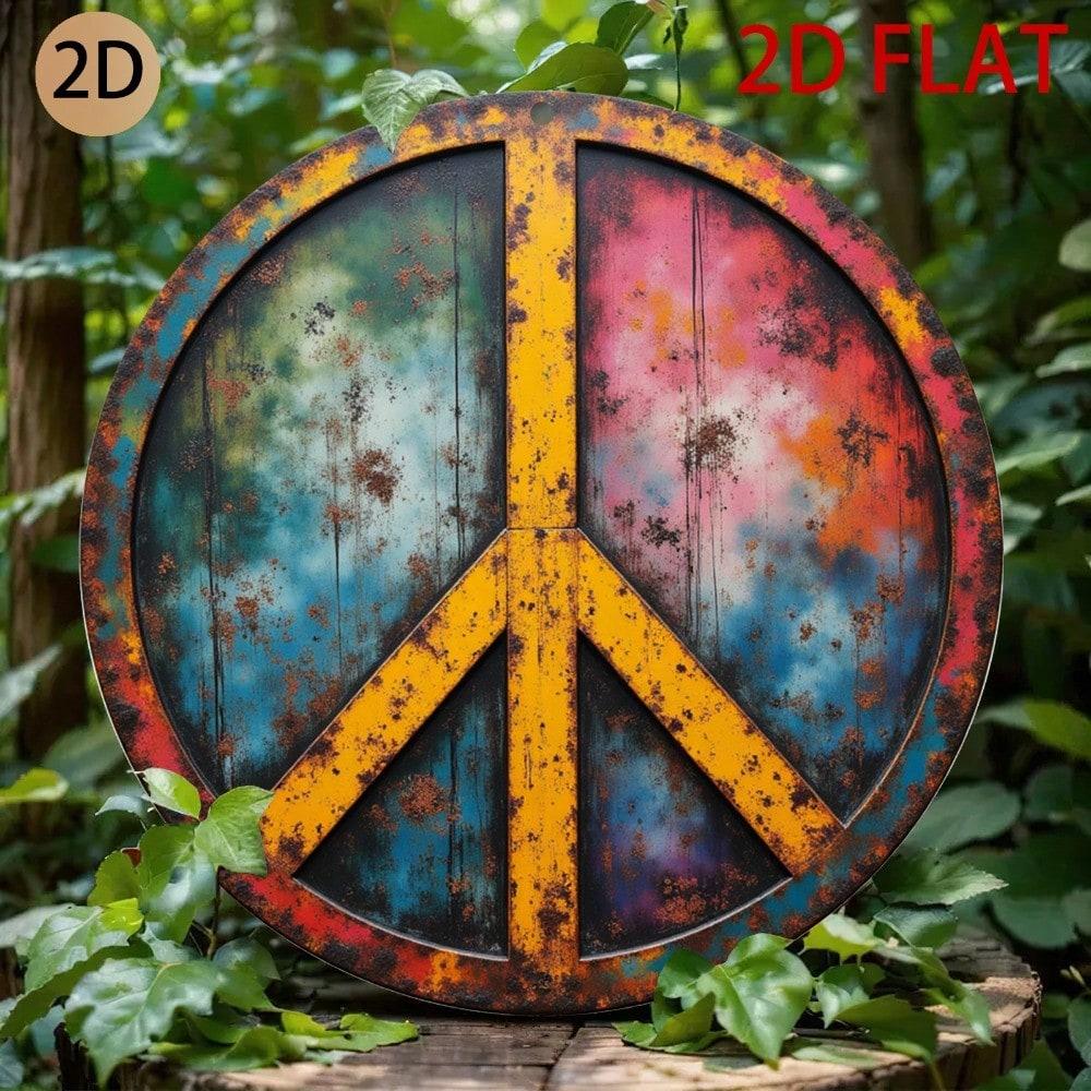 Vintage Hippie Rostiges Metallschild Retro Wandkunst für Wohnzimmer Studio Dekoration