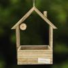 Wood Bird Feeder Birds Food Container Outside Weatherproof Window with Perch for Patio