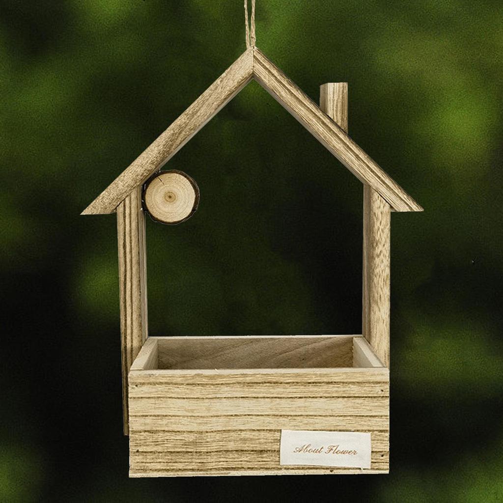 Wood Bird Feeder Birds Food Container Outside Weatherproof Window with Perch for Patio