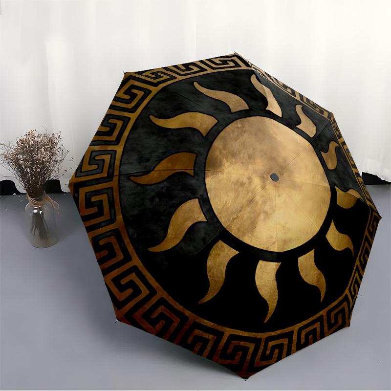 1pc Sun Symbol Automatic Umbrella | Portable Foldable 8-Rib Manual Open, Cute Birthday & Holiday Gift for Outdoor Yy260107087