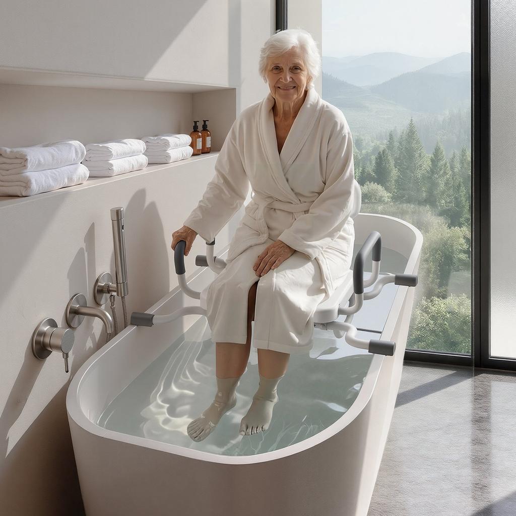 Swivel Shower Chair with Arms and Back, 100 Kg Heavy Duty Bench Seat for Inside Shower Stall and Bathtub Mounting, Bathroom Bath Tub Seat for Adults,