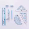 Compasses Student Geometry Set Math Compass Divider, Set Squares, Ruler, Compasses and Protractor, 8 Piece Set Measuring Tools(Pink)