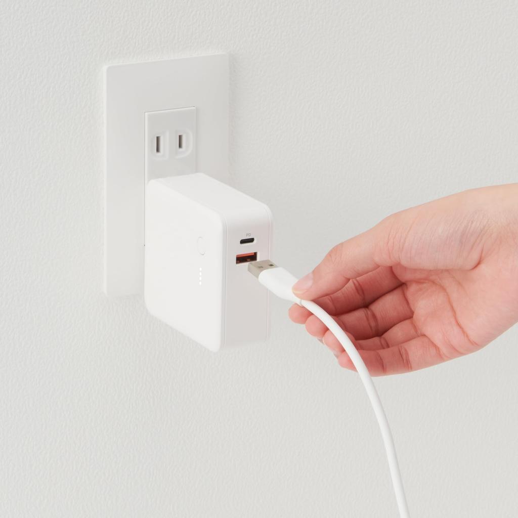 MUJI USB LA1PSA3A Soft, Tangle-Resistant Cable, 1m, USB-A/USB-C, White, MJ-UC1ATC-W,