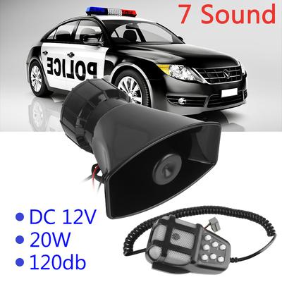 Speakers Loud Car Warning Alarm 7-Sound 12V 20W Police Siren Air Horn Megaphone Tone Car Horn