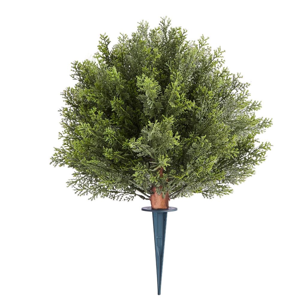 VEVOR Artificial Topiary Cypress Trees with Ground Spike, 2 Set 406mm Faux Shrubs & Bushes Potted Plants