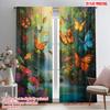 2pcs,2D Plane Printing Light Filtering Curtains Butterfly Paradise 100% Polyester (without Rod) Festive for Bedroom Living Room