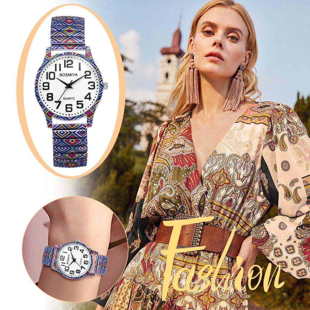 Cute Retro Analog Display with Numeric Waterproof Quartz Stainless Steel Adjustable Length Perfect for or As a Gift for Her Bohemian-Style Women's