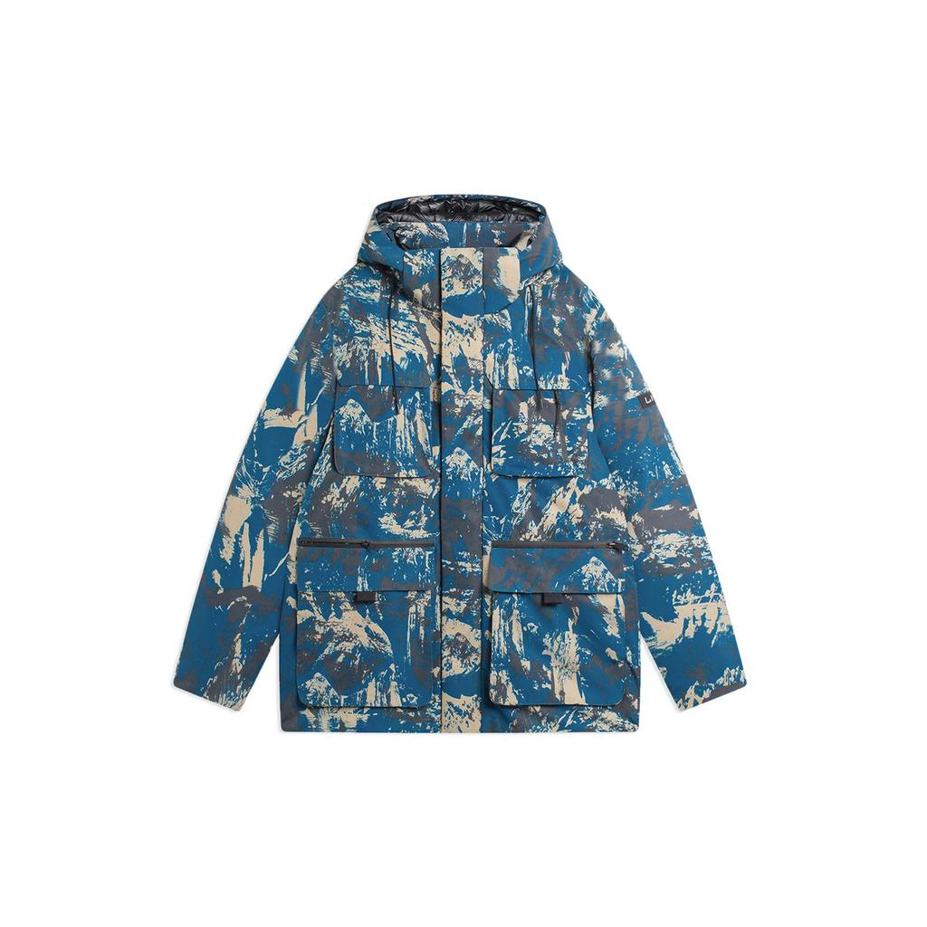 Li Ning Training Series Down Jacket Winter Men's Lapis Lazuli All Over Print AYMS311-4
