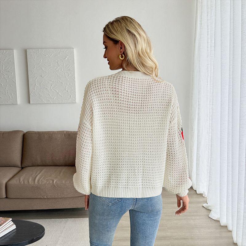 Fashion Women Sweater Ladies Tops Autumn European and American Strawberry Jacquard Knit Cardigan Sweater