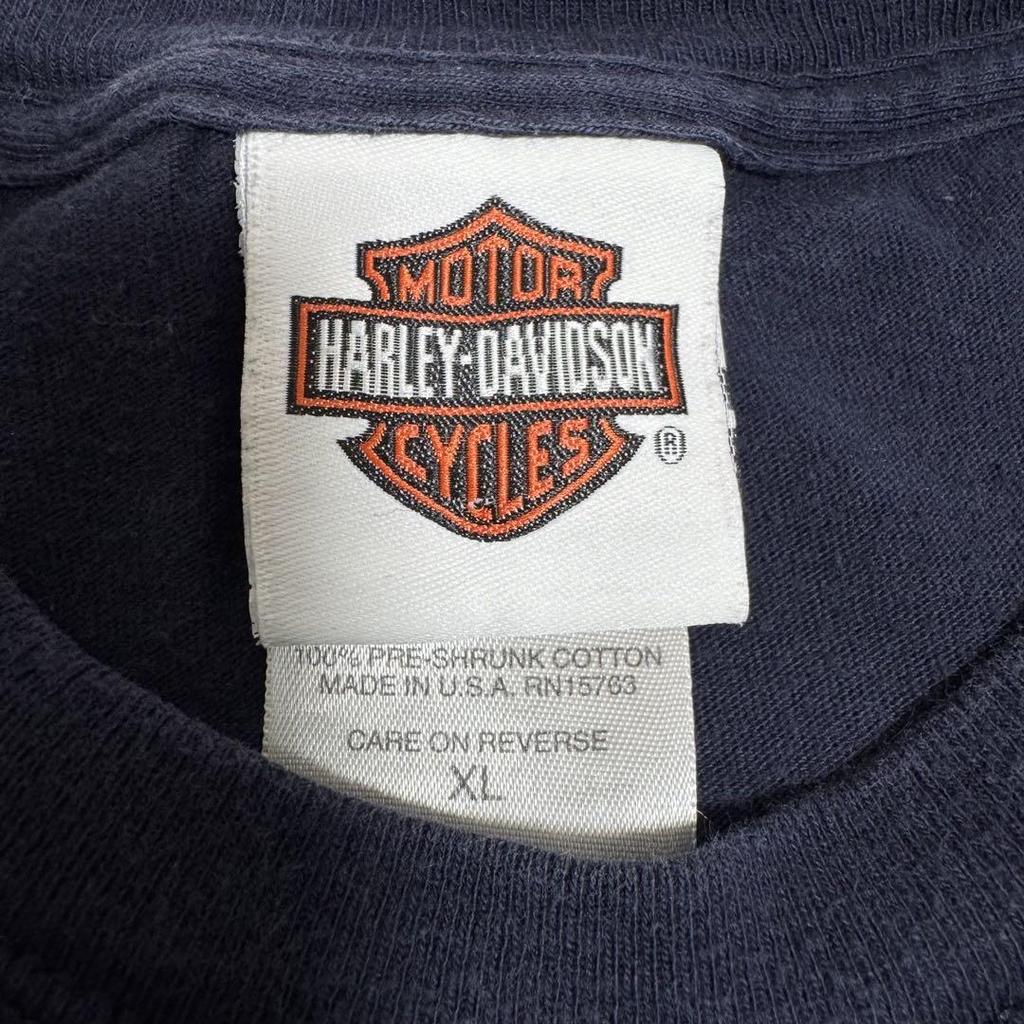 [USED] Made In USA Harley-Davidson Blue Flame Double-Sided T-Shirt
