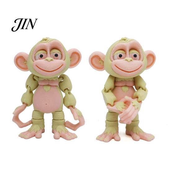 Durable Animal Decoration 3D Printed Articulated Monkey Figurine, Multi-Color Cartoon Model with Style Collectible Movable Joints, Stress Relief