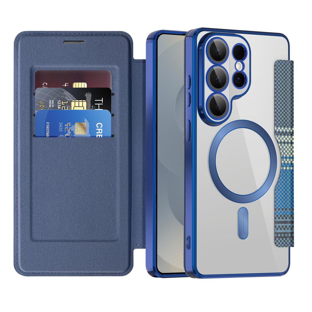 Leather Flip Magnetic Case for Samsung Galaxy S26 Ultra S25 Fe S24 Plus S23 S22 Wallet Wireless Charging Card Slots Phone Cover