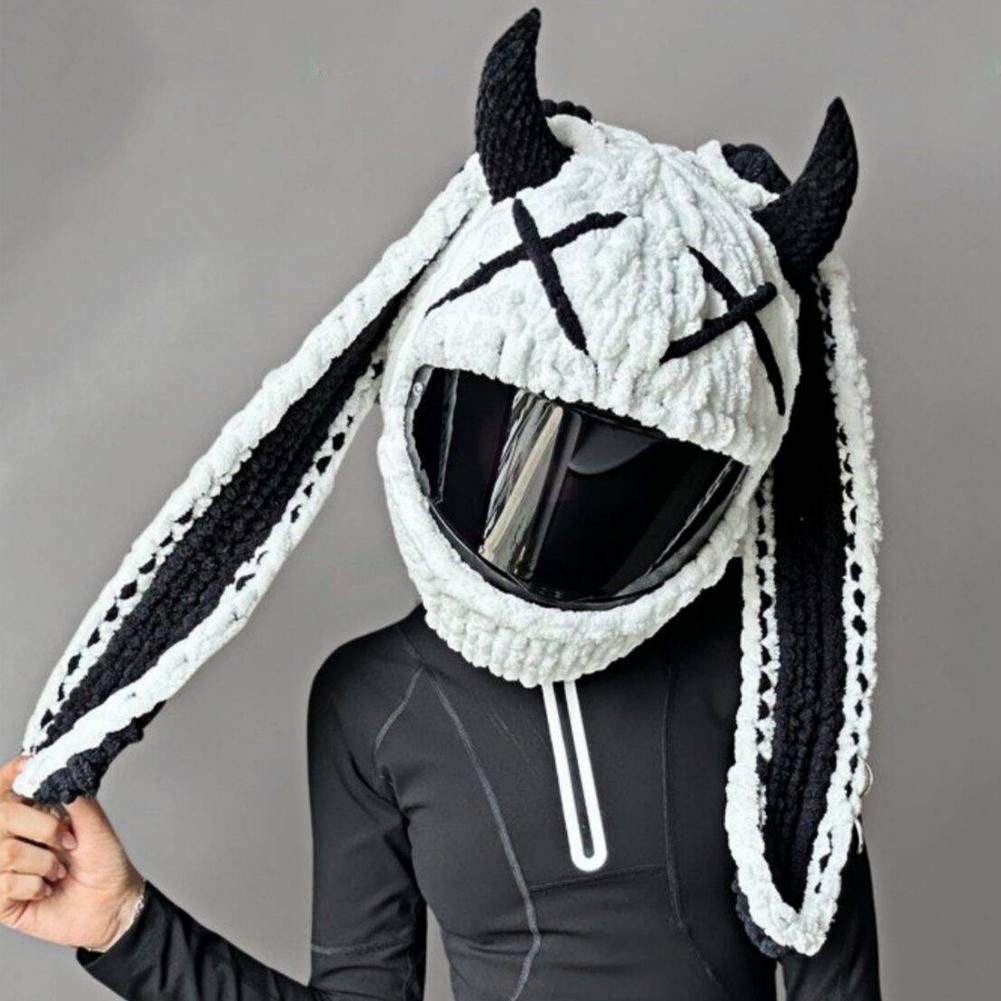 Universal Plush Motorcycle Helmet Cover for Full Rabbit Plush Helmet Covers for Christmas Gifts Motorcycle Helmet Decoration Styling