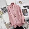 Damen Einfarbig Casual Tasche Blazer Anzug Koreanische Mode Langarm Strickjacke Multi Farben Blazer Jacken