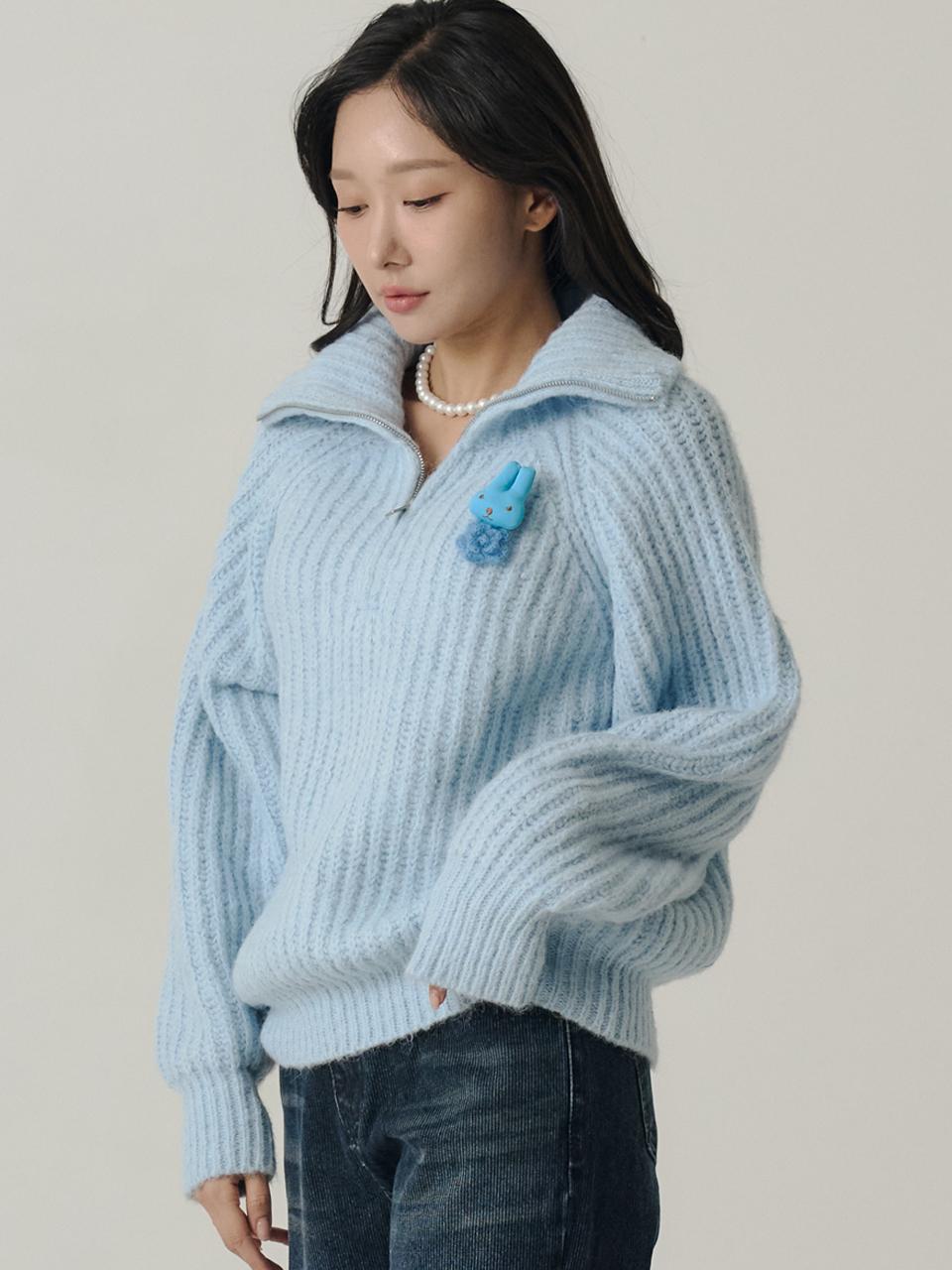 Sorry, Too Much Love Raglan Half Jip-Up Wool Knit_Sky Blue Sky Blue