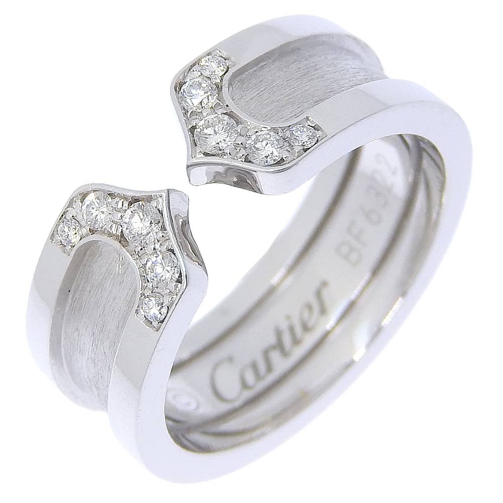 

CARTIER C2 Ring K18 white gold/diamond #4.5(US Size) 6.8g Women Used