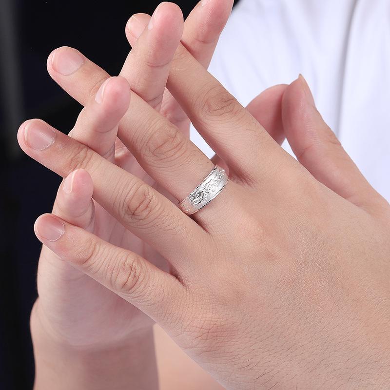 Men's Sterling Silver Adjustable Dragon Ring - Trendy Index Finger Design