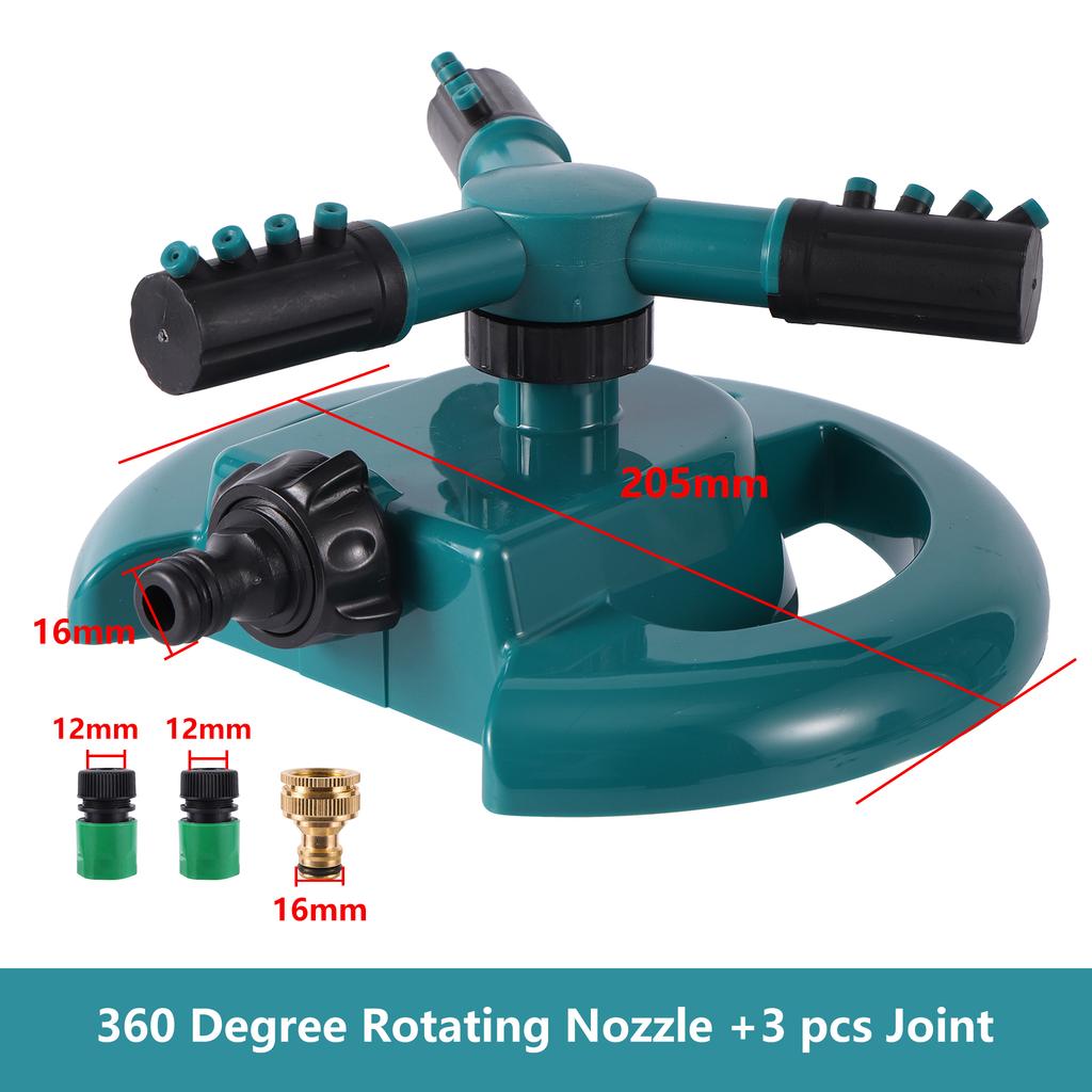 360 Degree Rotary Sprinkler 3 Arm Base Sprinkler Adjustable Spray Direction 1/2" Quick Connector Garden Yard Lawn Sprinkler