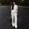 2026 Womens Wide Leg Pants White Cotton Linen Blend Loose Fit High Waist Casual Trousers Comfortable Flowy Slacks