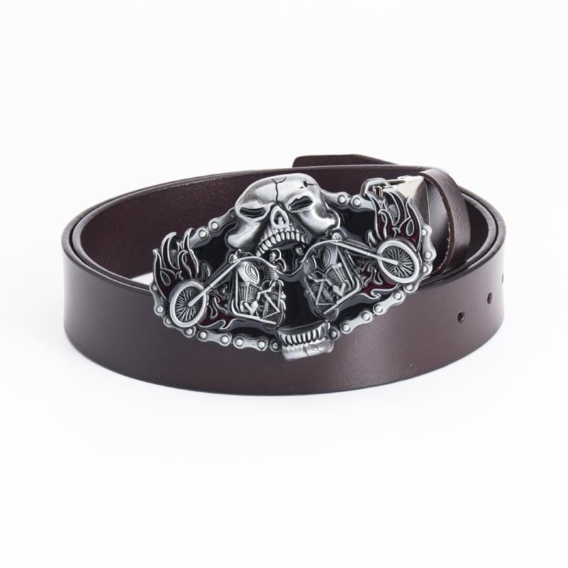 

Чоловічий дизайнерський модний ремінь із натуральної шкіри. Особистий ремінь водія мотоцикла Harley 120cm