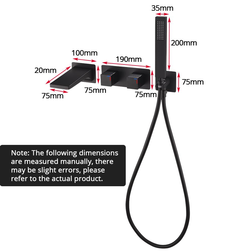 Black Wall Mounted Bathroom Faucet with Hand Shower Single Handle Spout Mixer Tap for Bathtub Modern Stylish Bath Faucets