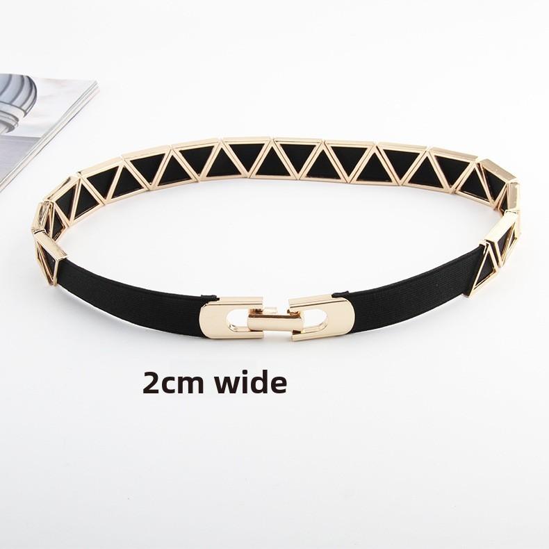 Fashion Metal Triangle Splicing Design Women Slim Waist Belt For Long Dress And Special Occasions