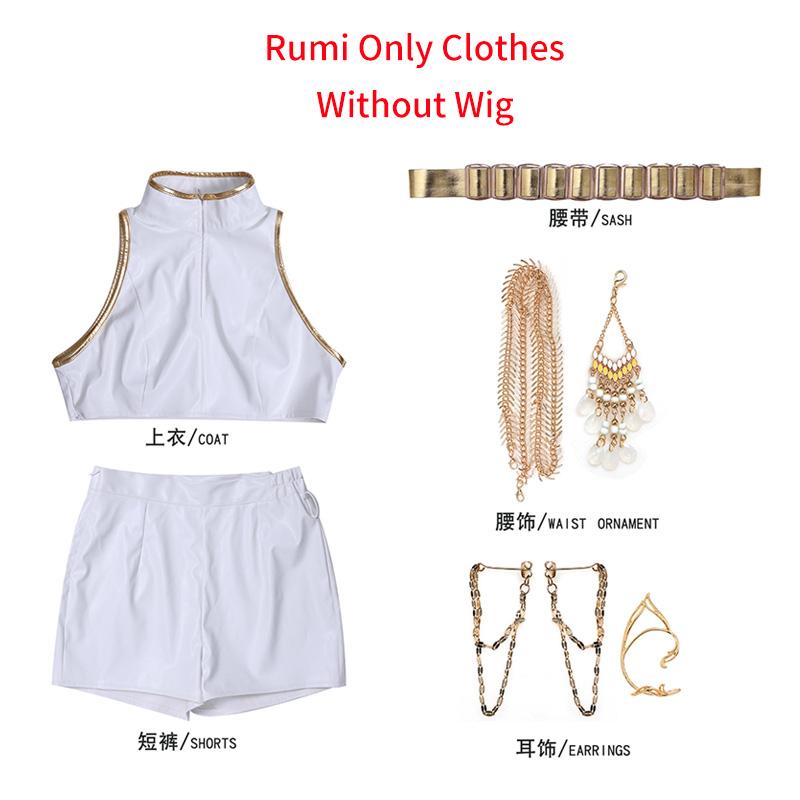 

Руми Зои Мира Косплей Костюм Парик Kpop Идол Охотники на демонов Белые костюмы Сценическое выступление Ролевая игра Женские наряды на Хэллоуин 150cm