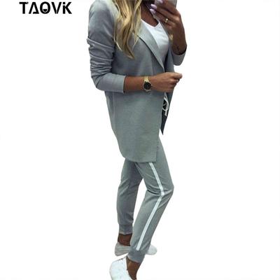 L, Green TAOVK Women Office Lady Long Sleeve Solid Color V-Neck Belted Jacket and Long Pants Causal Elegant Business 2 Piece Set
