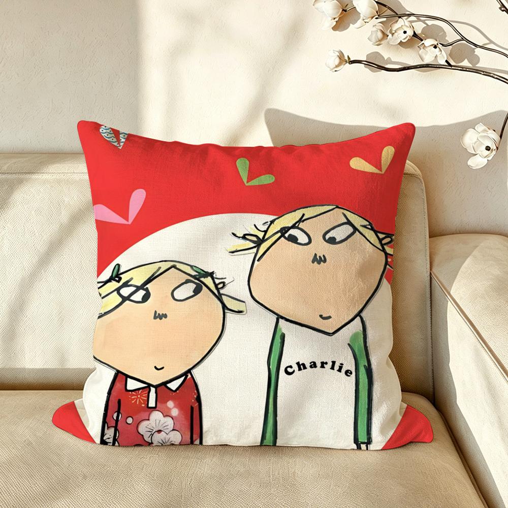 Anime CCharlie aand LLola Cushion Cover Pillow Case Antidustmite Pillowcase Silky Short Plush Sofa Cushion Cover hot