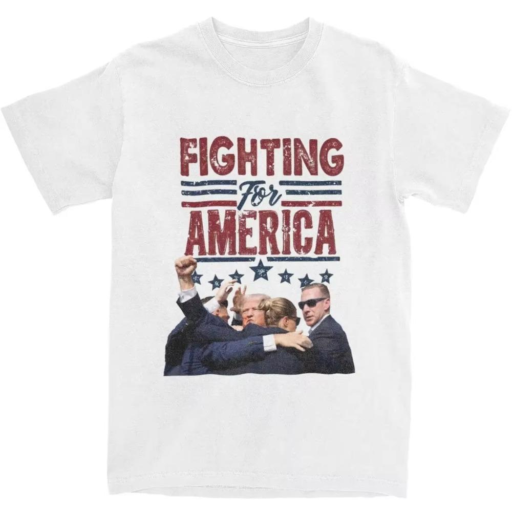 

Летняя мужская женская футболка Трамп Борись за Америку Наряд Убийство 2024 Мемы Футболка Одежда Футболки XXXXXL белый