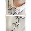 2023 Spring Autumn Cute Top Cat Embroidery Blouse White Long Sleeve Shirt Women Clothing Top Single Breasted Cardigan