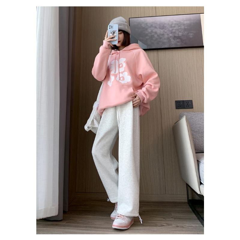 Pantalon de survêtement pour femme, taille haute, fin, ample, deux pièces, pantalon décontracté à jambes larges, pantalon de protection polyvalent à cordon de serrage