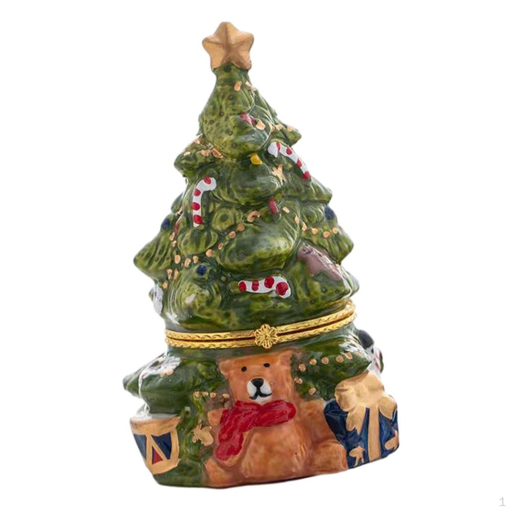 Christmas Tree Jewelry Storage Box Display Case Decorative Ceramic Organizers Trinket for Party