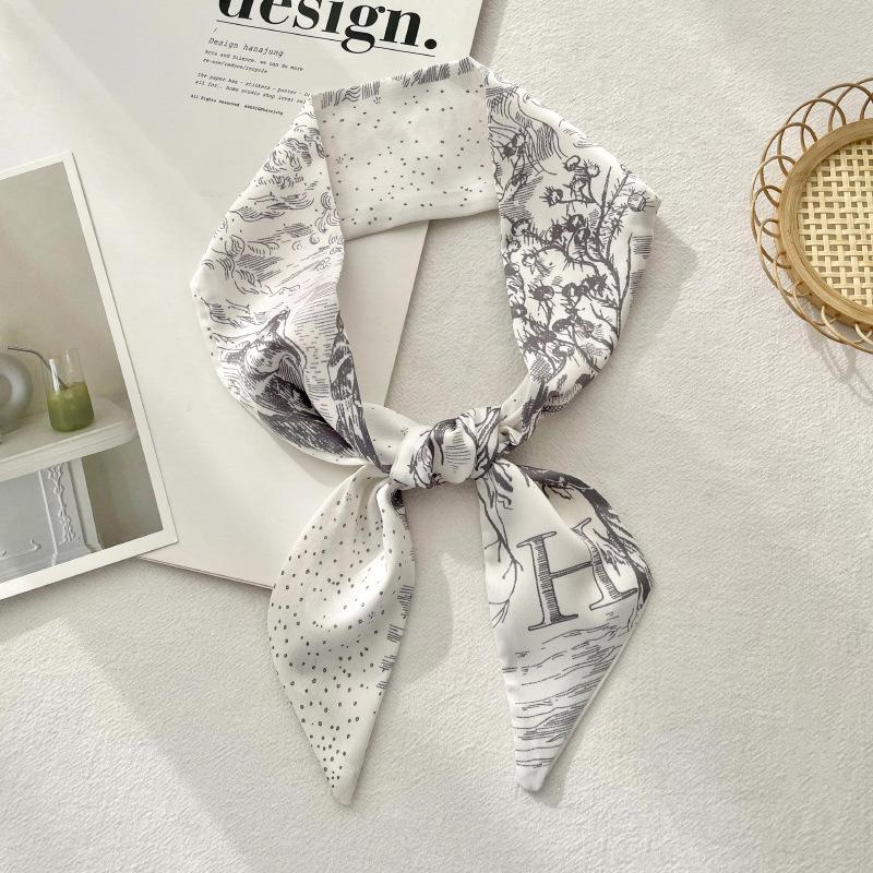 Long Silk Scarf Atmosphere New Thin Narrow Tie Bag Gift Strap Headband Small Tie