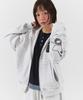 Parakeet Cutoff Applique Zip-Up Hoodie (Melange Gray)