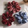 Oversized Glossy Surface Hair Scrunchies High Elasticity Ponytail Holder For Thick Hair Solid Color Aesthetic Tie