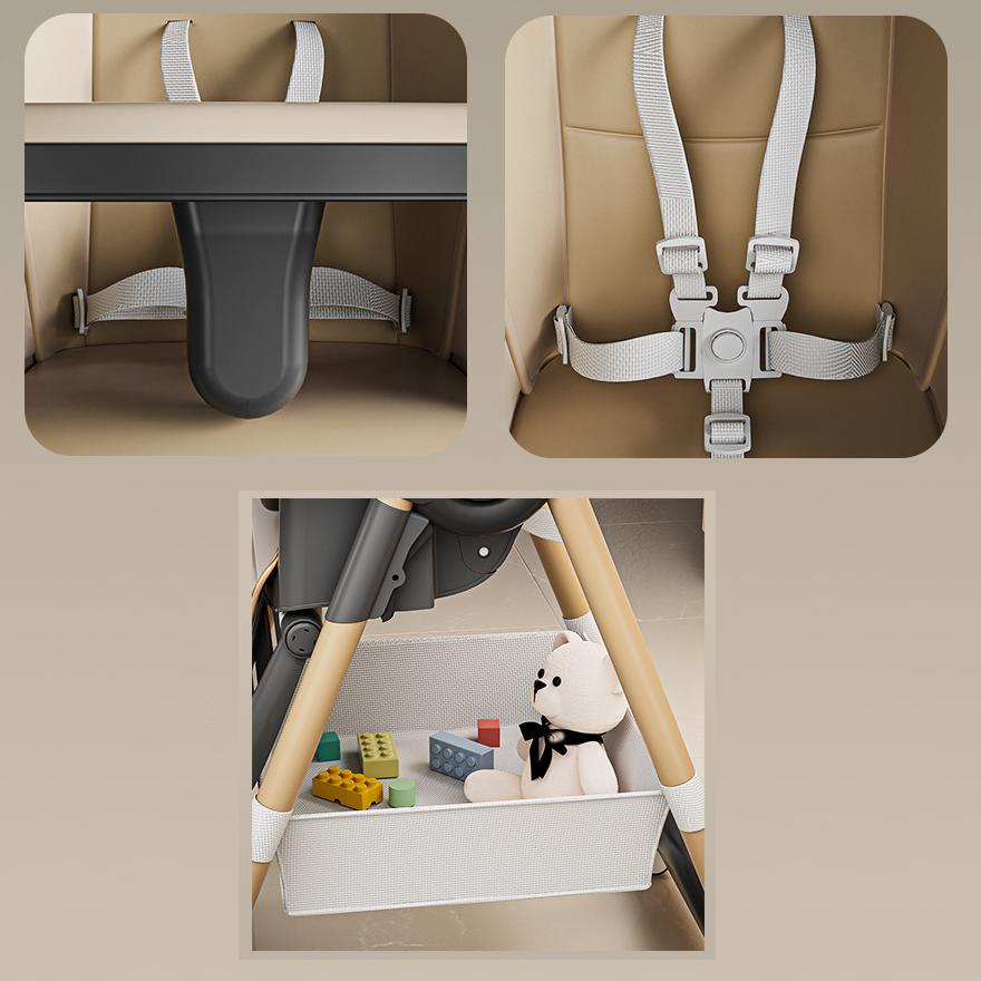 High Chair, Children's Folding Feeding Chair with a Table, with Wheels