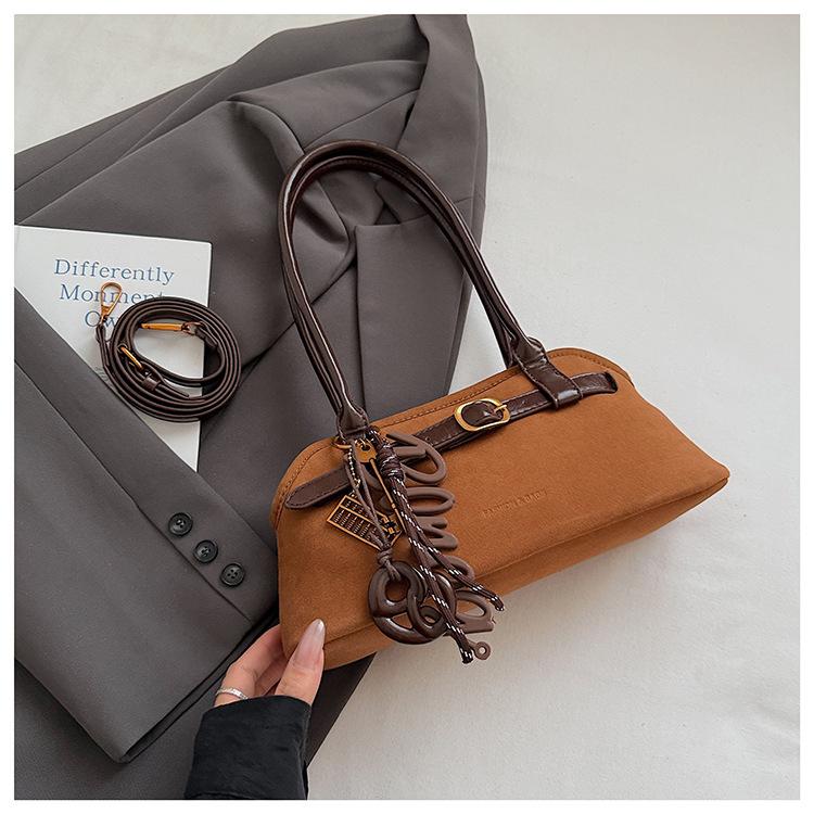 This year's popular suede handbag women's 2025 autumn new Korean version niche belt buckle shoulder messenger bag