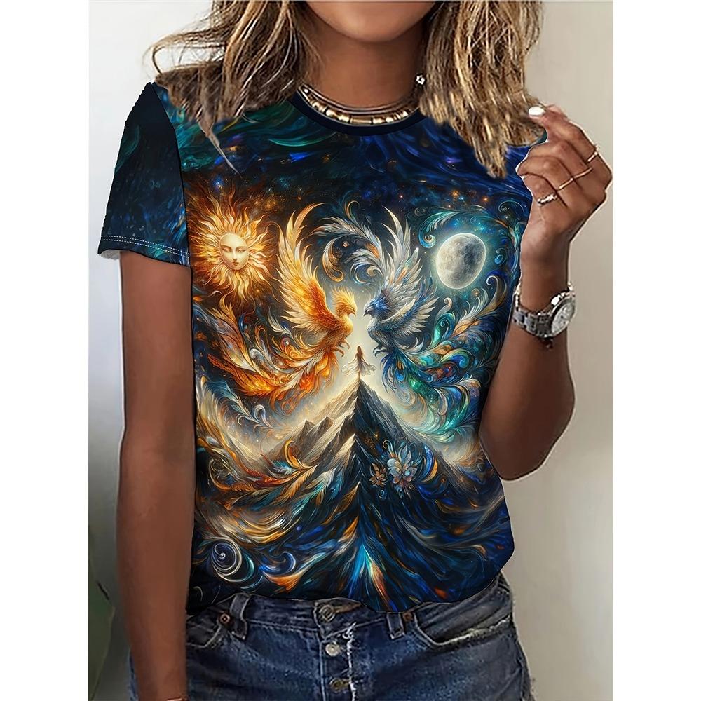 Summer Everyday Casual Women's Short-sleeved Top 3D Horse Print Women's Urban Street Fashion T-shirt Animal Lover T-shirt