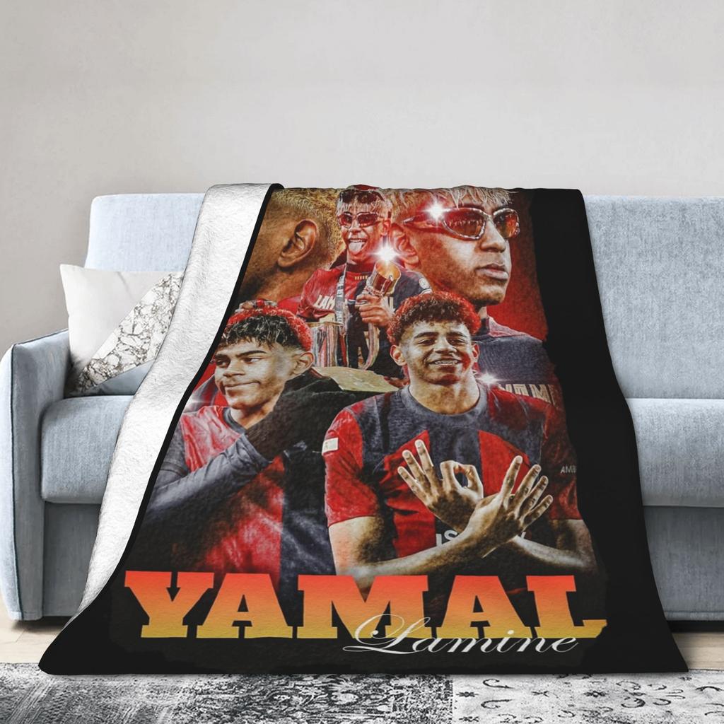 Lamine Y-Yamal Decken Fußball Soccer Flanell Neuheit Warme Überwurfdecke für Zuhause Restaurant Textil Dekoration