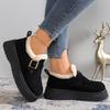 Botas de Nieve Peludas de Ante Sintético Suave de Invierno para Mujer Botines de Tobillo con Hebilla Ajustable para Mujer Color Sólido Plataforma Botines Cálidos Mujer