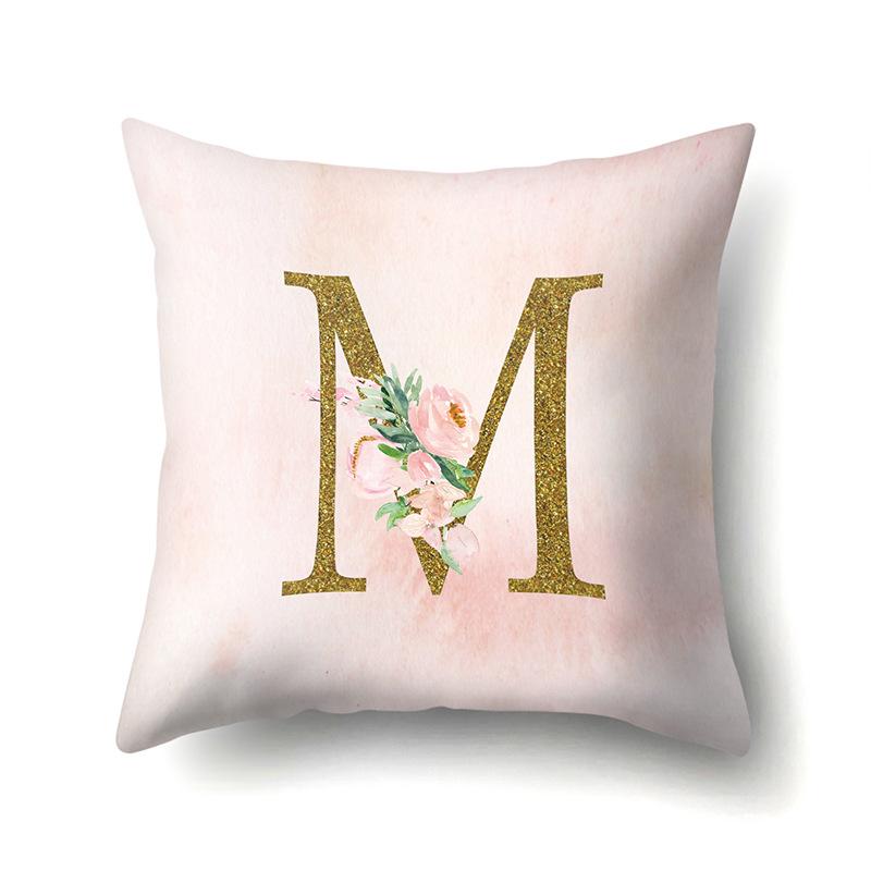 Polyester Pillowcase Home Fantasy Watercolor Print Pillowcase 26 English Letter Cushion Cover