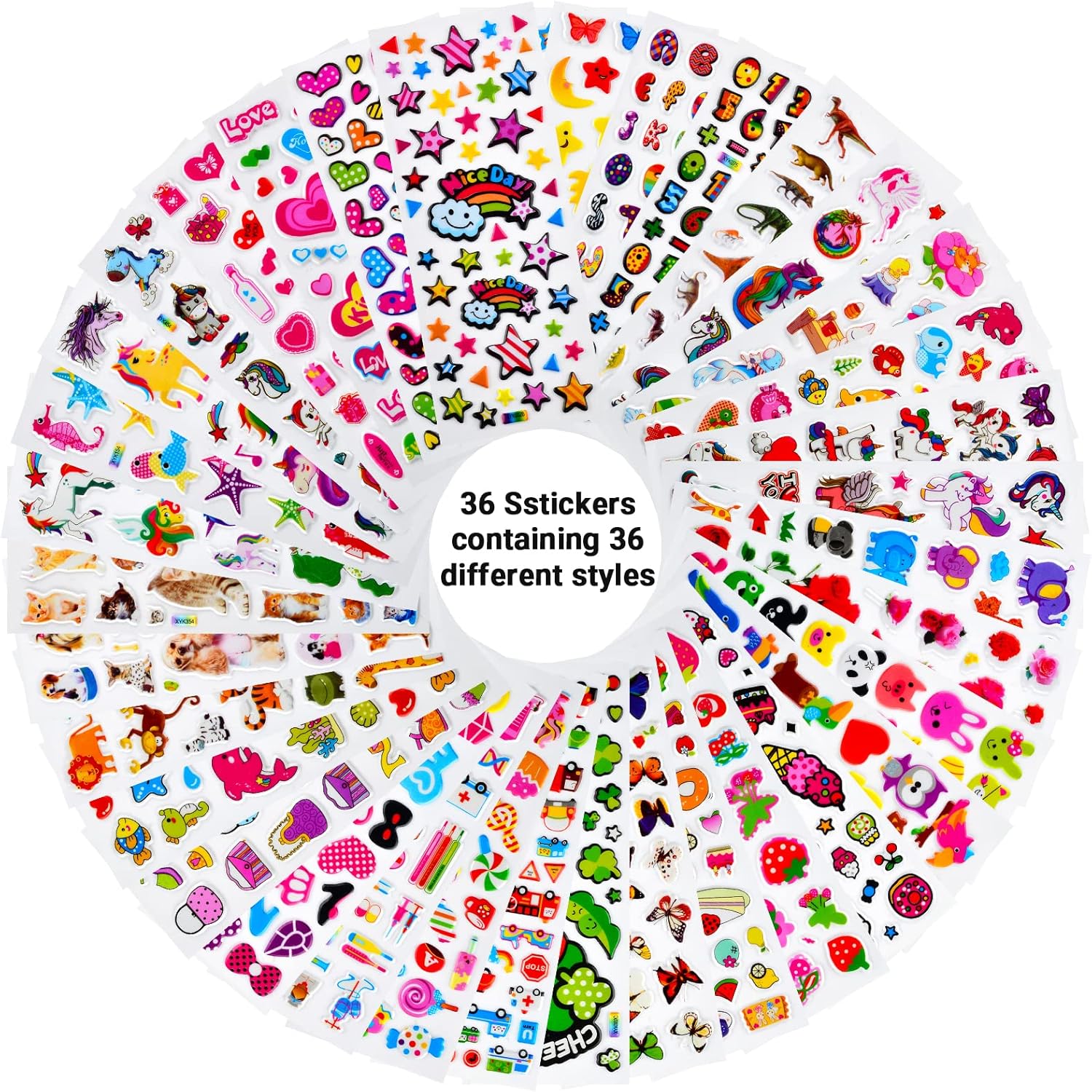 3D Stickers for Kids & Toddlers, 920+ 3D Puffy Stickers 36 Different Sheets Including Animals, Letters, Numbers, Dinosaurs, Cars and More for Boys,