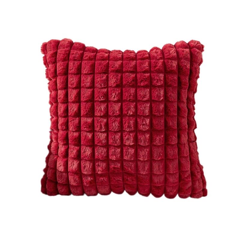 Новогодняя наволочка Мягкая плюшевая накидка на декоративную подушку, Мягкий удобный чехол для подушки для украшения дома красный